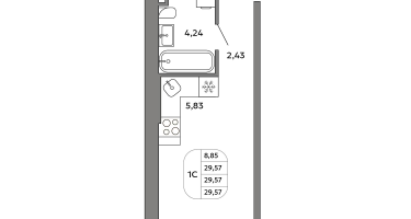Студия, 29&nbsp;м²