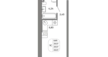 Студия, 29 м²