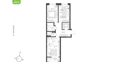 2-к. квартира, 65&nbsp;м²