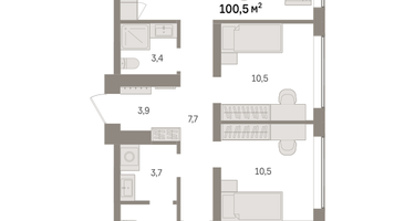 3-к. квартира, 100&nbsp;м²