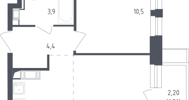 Студия, 34&nbsp;м²