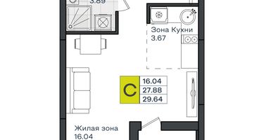 Студия, 29 м²