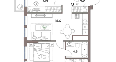 3-к. квартира, 64&nbsp;м²