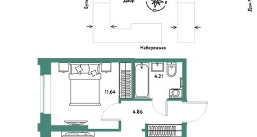2-к. квартира, 40&nbsp;м²