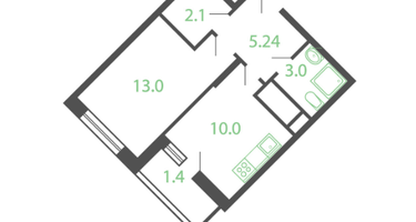 1-к. квартира, 35&nbsp;м²