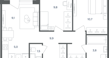 3-к. квартира, 49&nbsp;м²