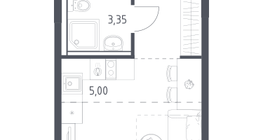 1-к. квартира, 22&nbsp;м²