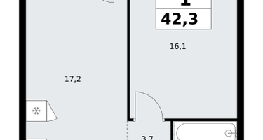 1-к. квартира, 42 м²