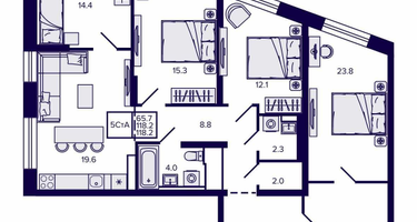 5-к. квартира, 118&nbsp;м²