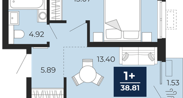 1-к. квартира, 37&nbsp;м²