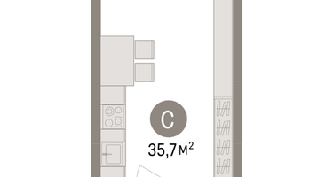 Студия, 35 м²