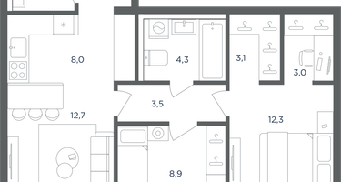3-к. квартира, 62&nbsp;м²