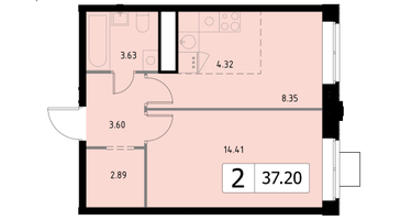Студия, 37&nbsp;м²
