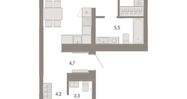 2-к. квартира, 64 м²