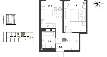 1-к. квартира, 32&nbsp;м²