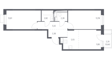 Студия, 57&nbsp;м²