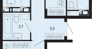 2-к. квартира, 59 м²