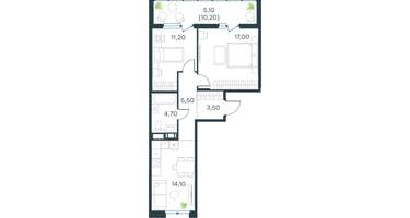 2-к. квартира, 61 м²