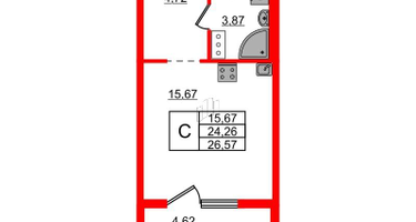 Студия, 26&nbsp;м²
