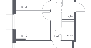 2-к. квартира, 51&nbsp;м²