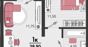 2-к. квартира, 38&nbsp;м²