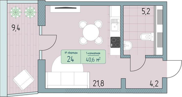 1-к. квартира, 47&nbsp;м²