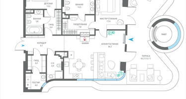 3-к. квартира, 134&nbsp;м²