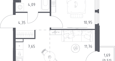 Студия, 39&nbsp;м²