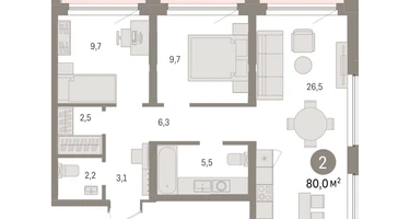 2-к. квартира, 80&nbsp;м²