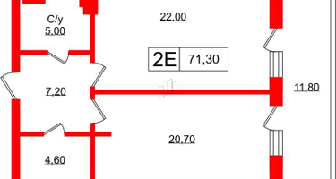 1-к. квартира, 65&nbsp;м²