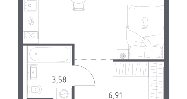 1-к. квартира, 29&nbsp;м²