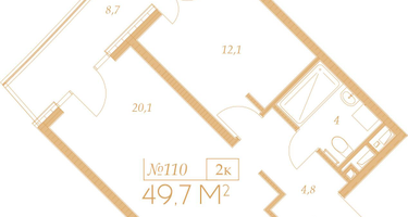 2-к. квартира, 49&nbsp;м²