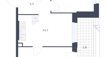 2-к. квартира, 57 м²
