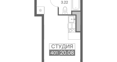 1-к. квартира, 20&nbsp;м²