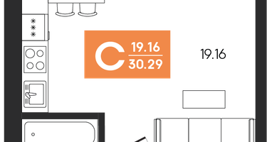 Студия, 30&nbsp;м²