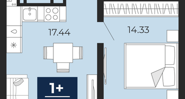 1-к. квартира, 42&nbsp;м²