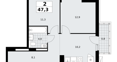 2-к. квартира, 47 м²