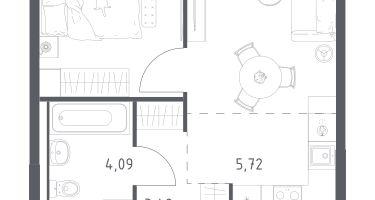 Студия, 34&nbsp;м²
