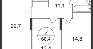 2-к. квартира, 68 м²