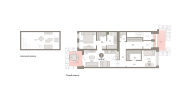 2-к. квартира, 114&nbsp;м²