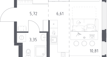 Студия, 26&nbsp;м²