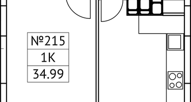 1-к. квартира, 34&nbsp;м²