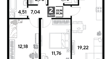 2-к. квартира, 59&nbsp;м²