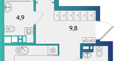 2-к. квартира, 64&nbsp;м²