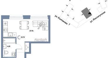Студия, 29 м²