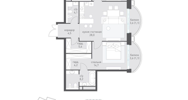 2-к. квартира, 99&nbsp;м²