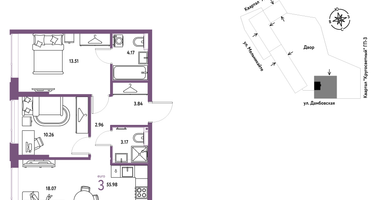 3-к. квартира, 55&nbsp;м²