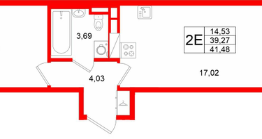 1-к. квартира, 39 м²