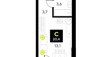 Студия, 20&nbsp;м²