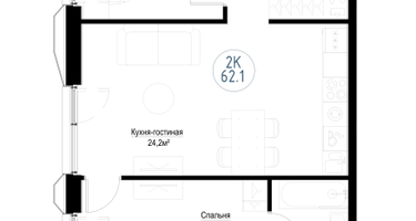2-к. квартира, 61 м²